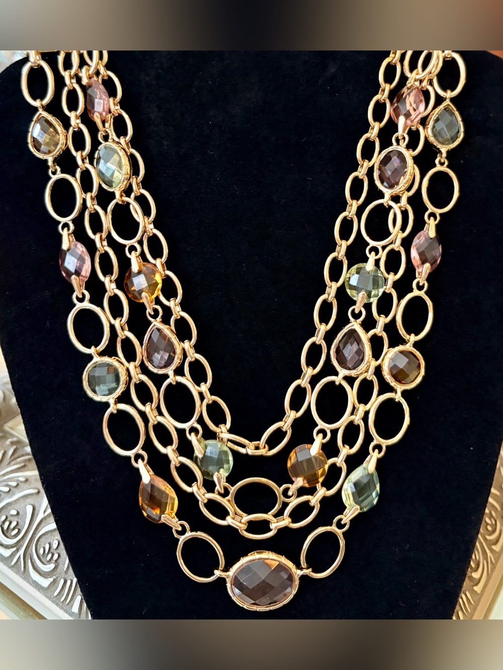 NWOT ANNE KLEIN Gold-Tone Multi-Strand Gemstone Necklace - Multiple Colors